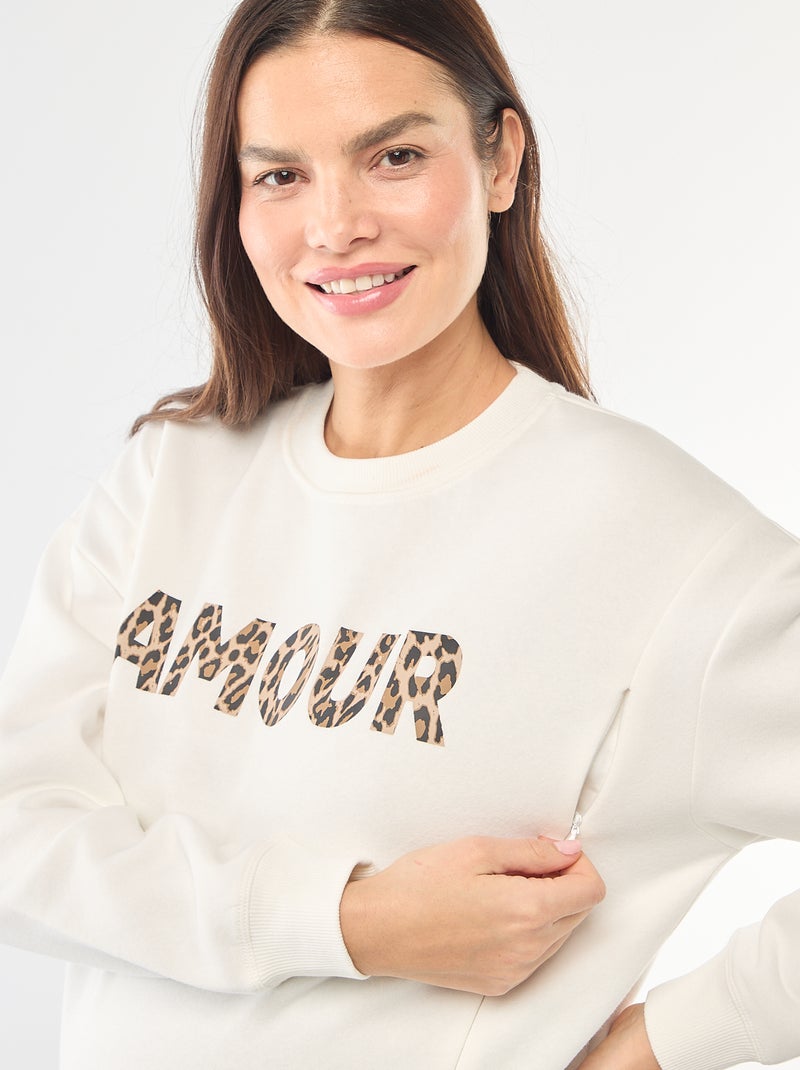 Borstvoedingssweater van joggingstof Wit - Kiabi