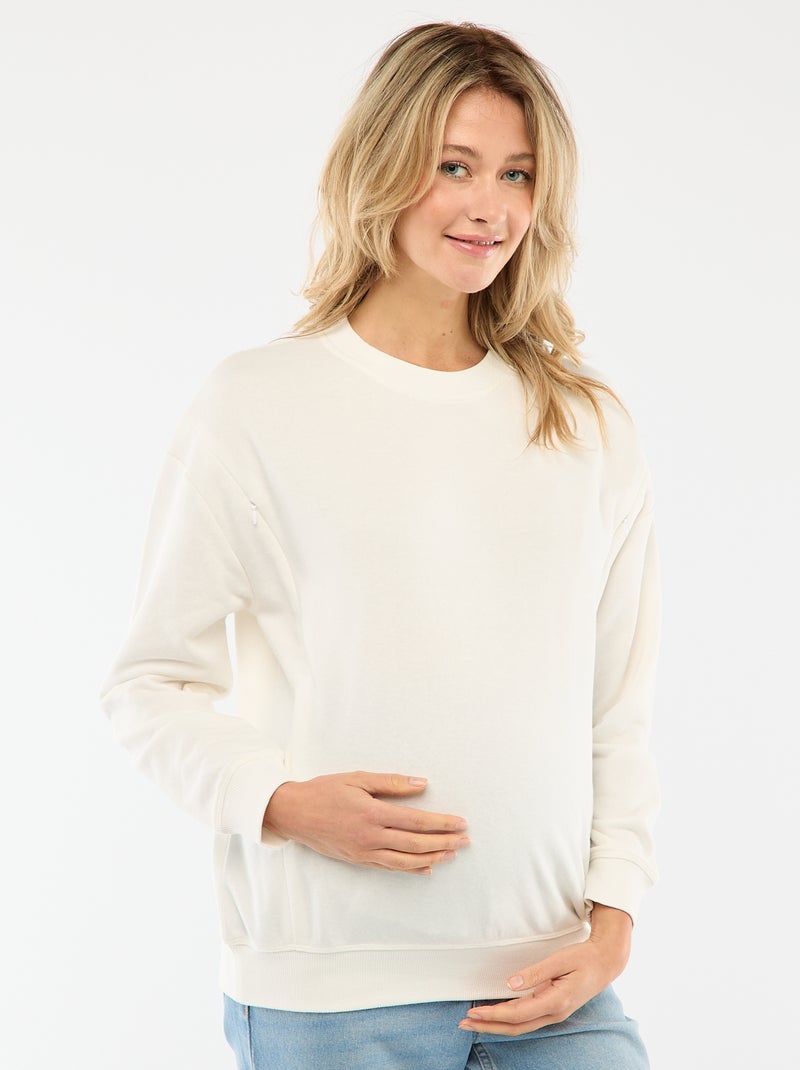 Borstvoedingssweater van joggingstof Wit - Kiabi