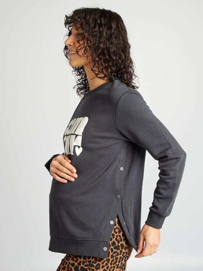 Borstvoedingssweater van joggingstof ZWART - Kiabi