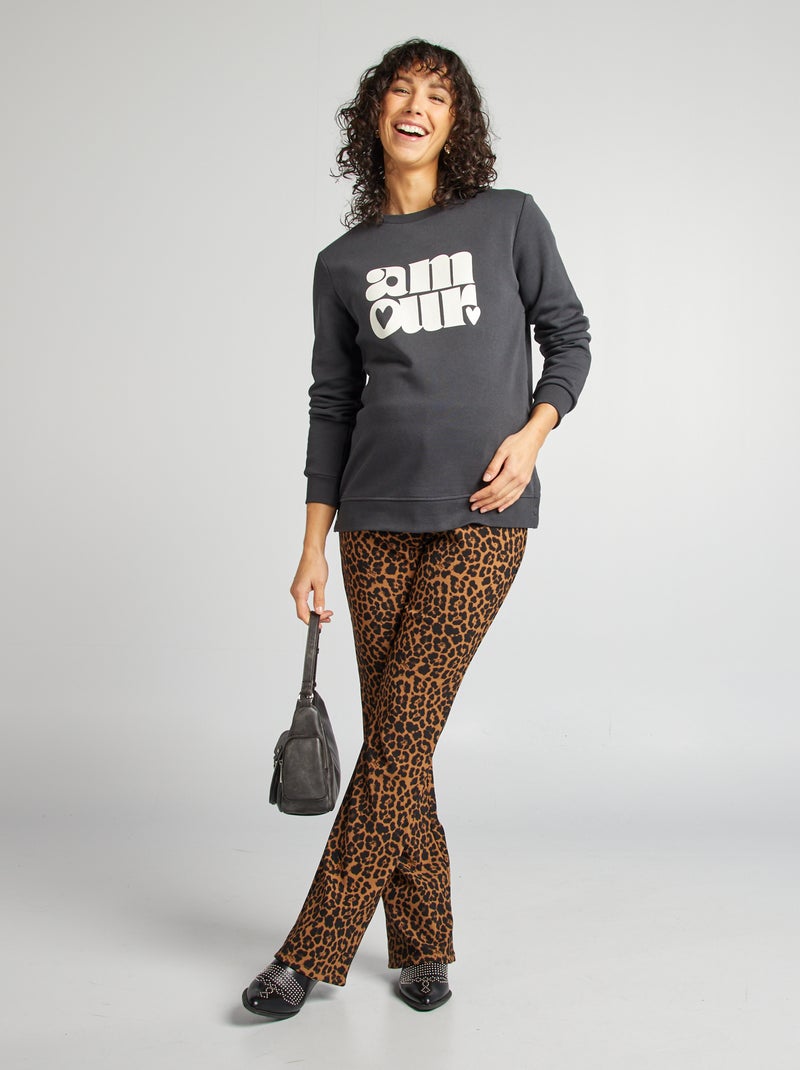 Borstvoedingssweater van joggingstof ZWART - Kiabi