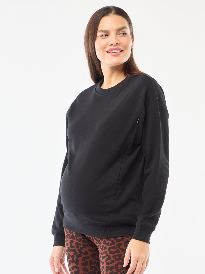 Borstvoedingssweater van joggingstof zwart - Kiabi