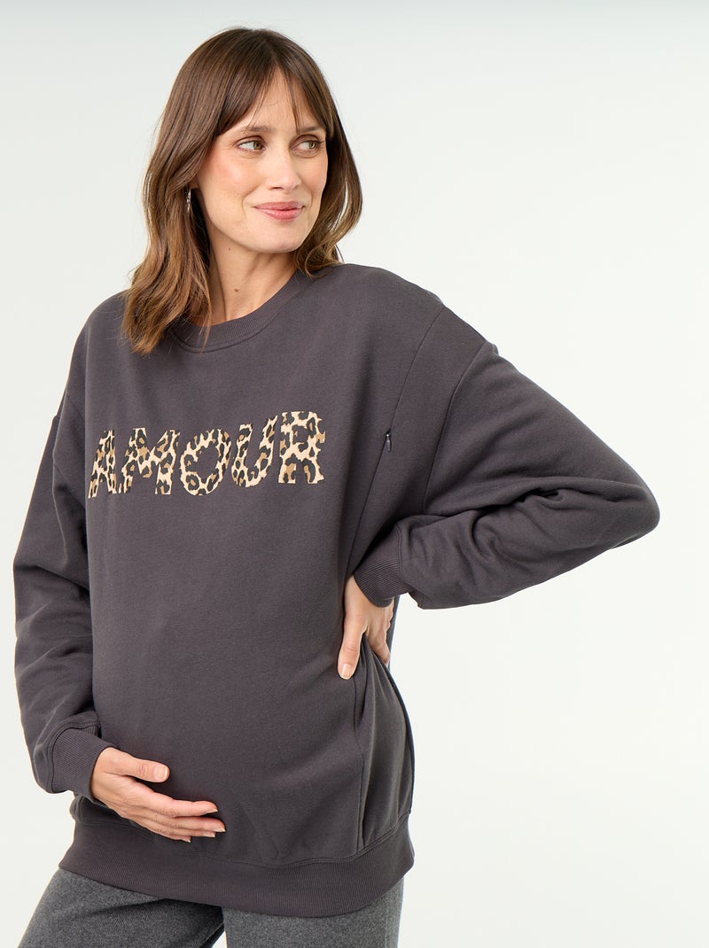 Borstvoedingssweatshirt met print Grijs - Kiabi