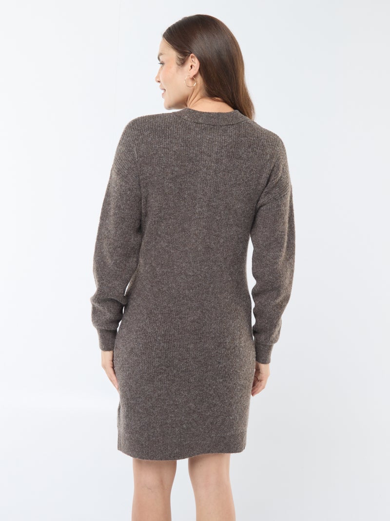 Borstvoedingstrui-jurk met knoopsluiting Bruin - Kiabi