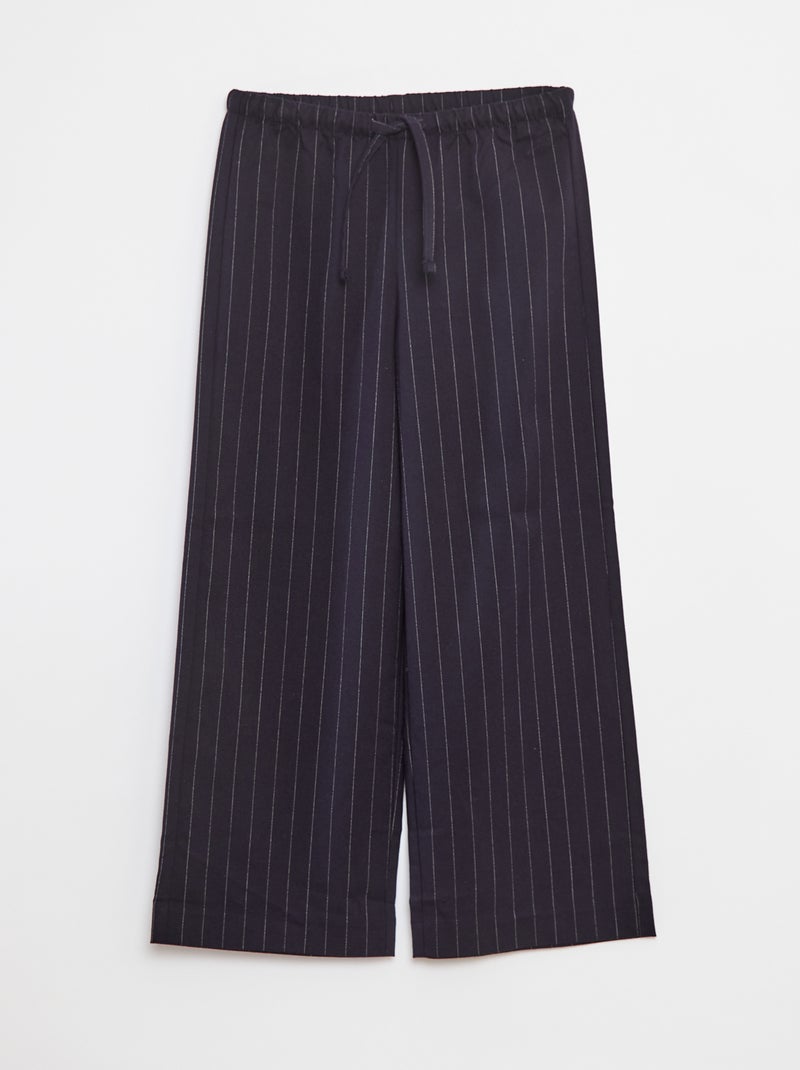 Brede broek met elastische tailleband en 2 zakken Blauw - Kiabi