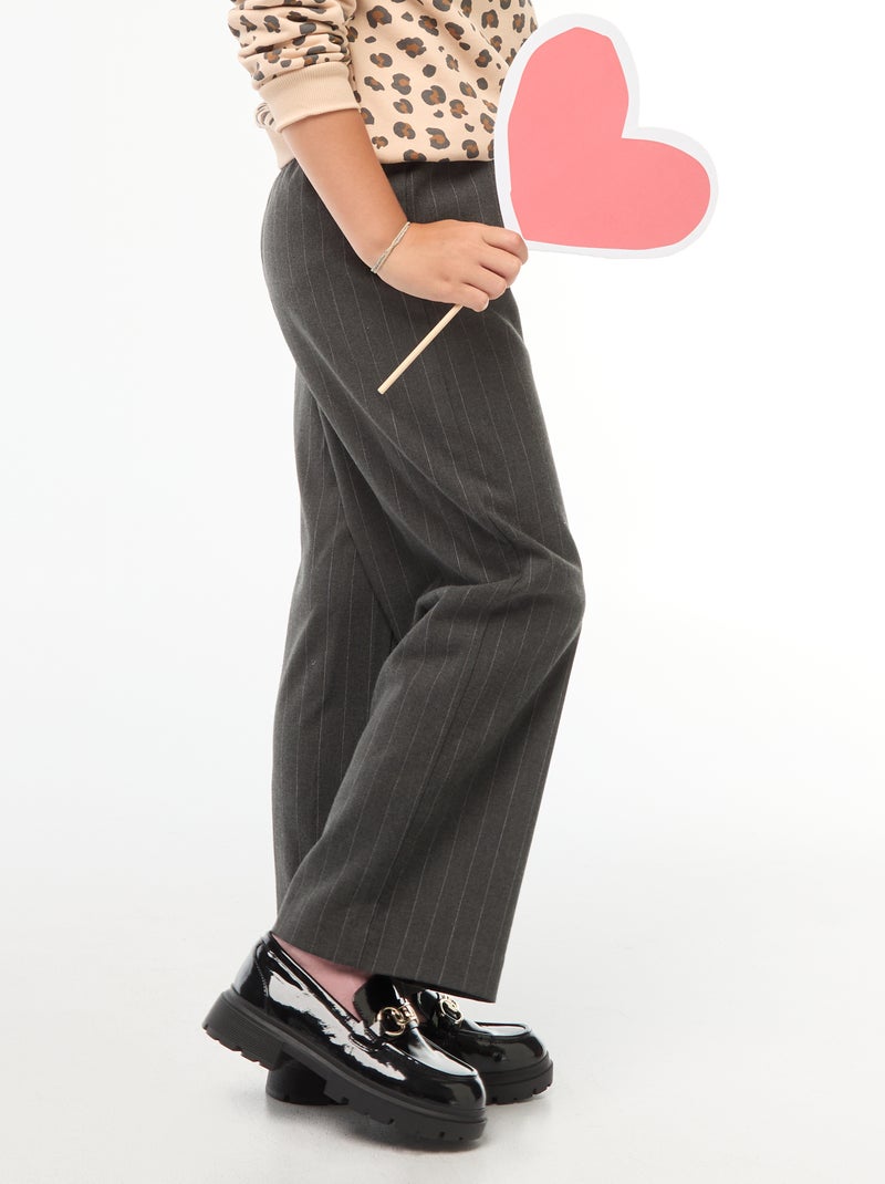 Brede broek met elastische tailleband en 2 zakken Grijs - Kiabi