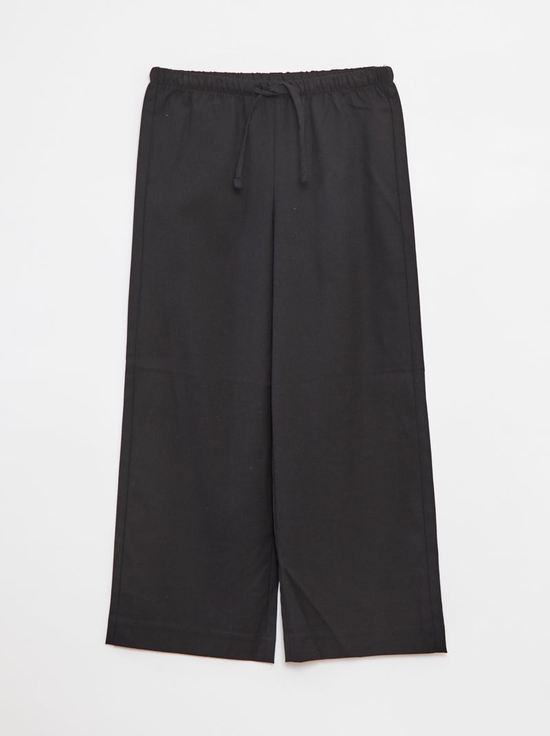 Brede broek met elastische tailleband en 2 zakken zwart - Kiabi
