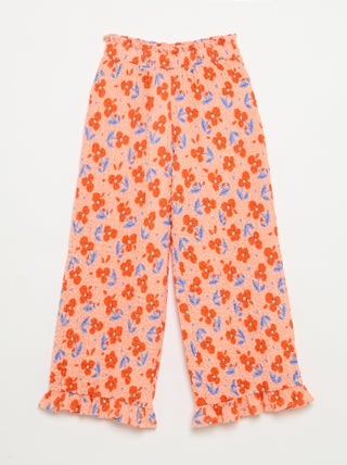 Brede broek met ruches onderaan