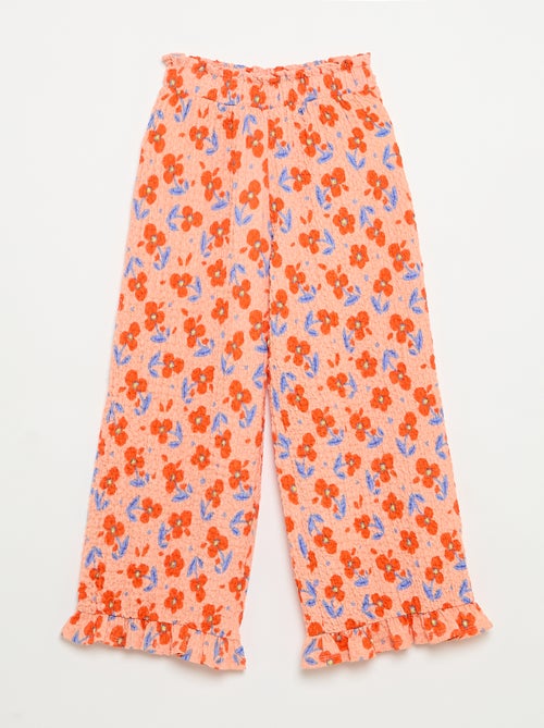 Brede broek met ruches onderaan - Kiabi