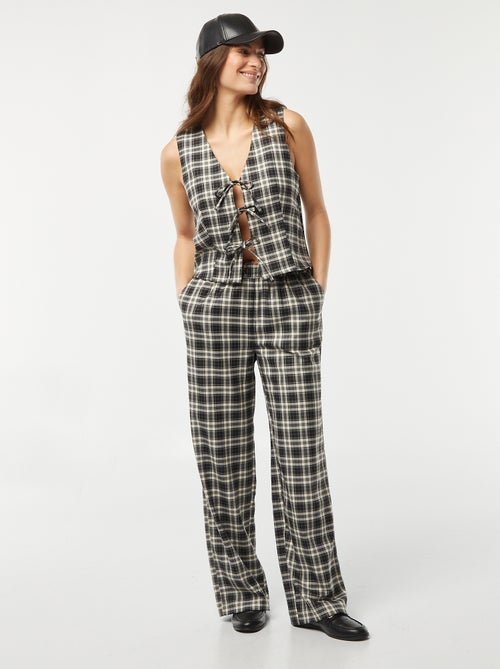 Brede broek met ruitjes - Kiabi