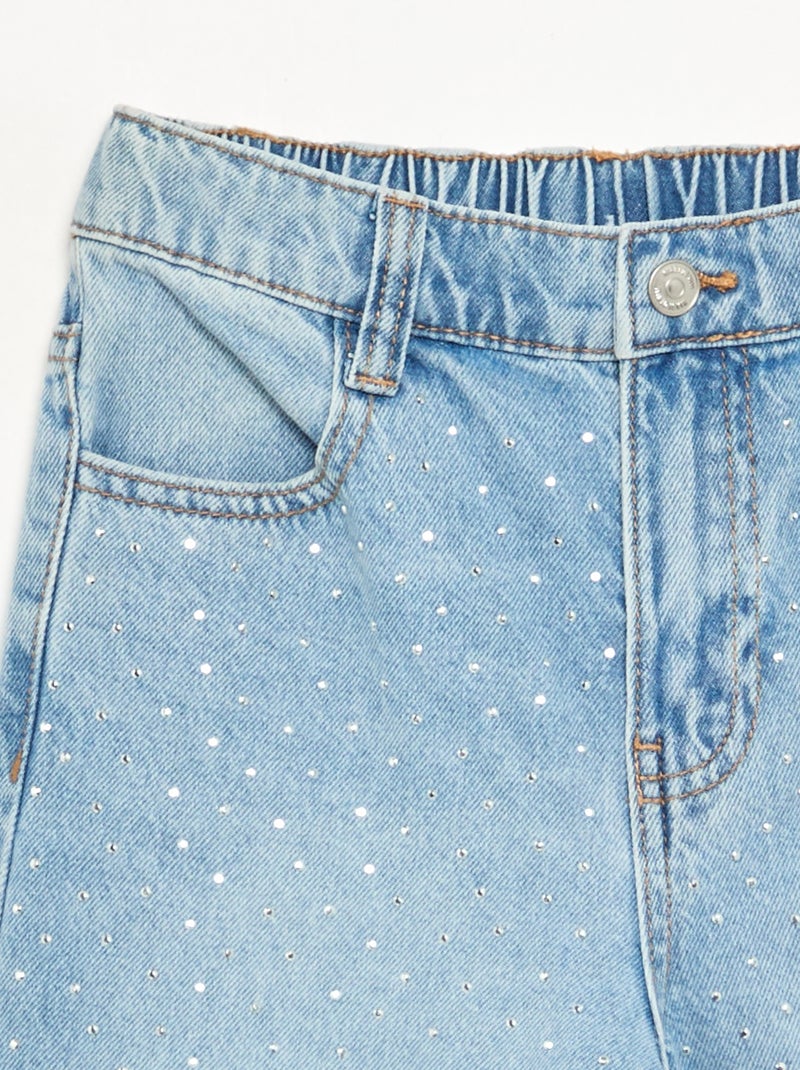 Brede broek met strass Blauw - Kiabi