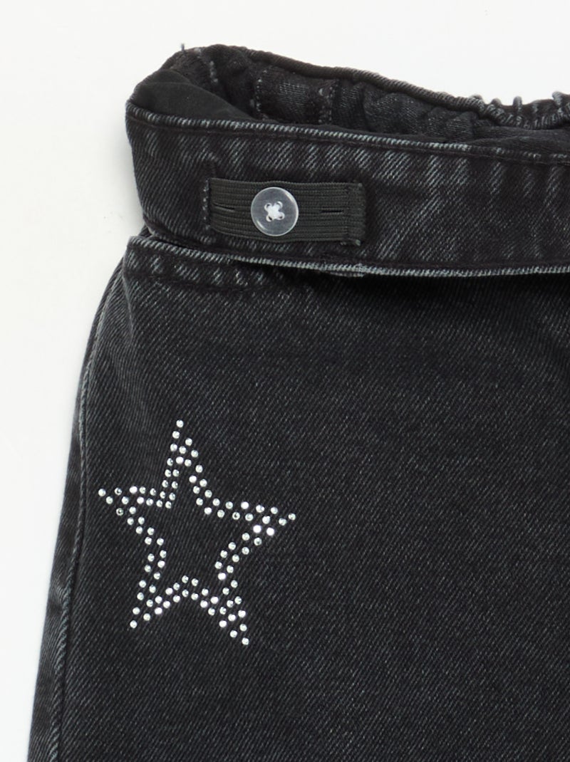 Brede broek met strass Zwart - Kiabi