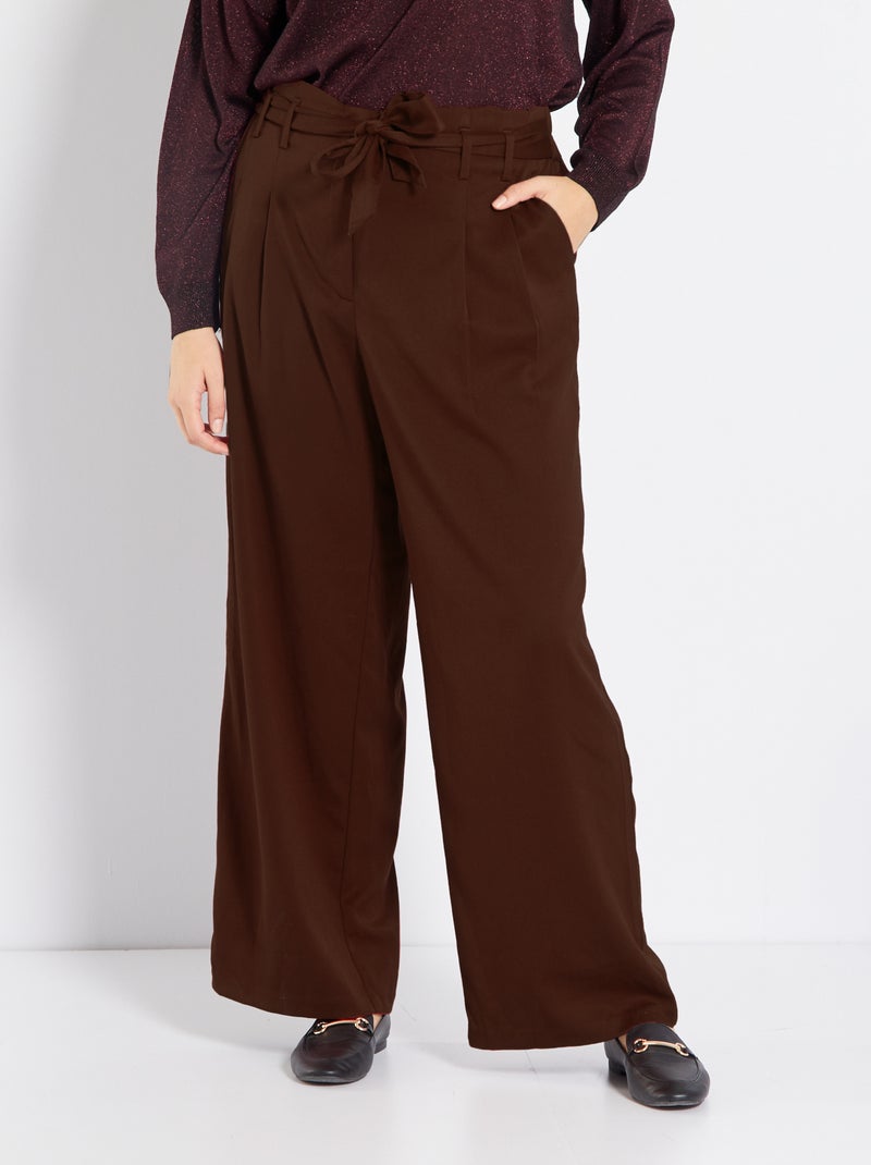 Brede broek van twill BRUIN - Kiabi
