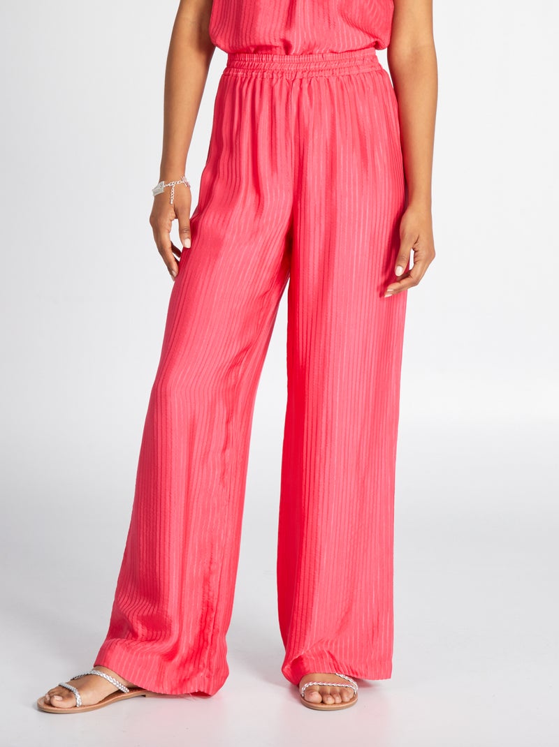 Brede, glanzende broek roze - Kiabi