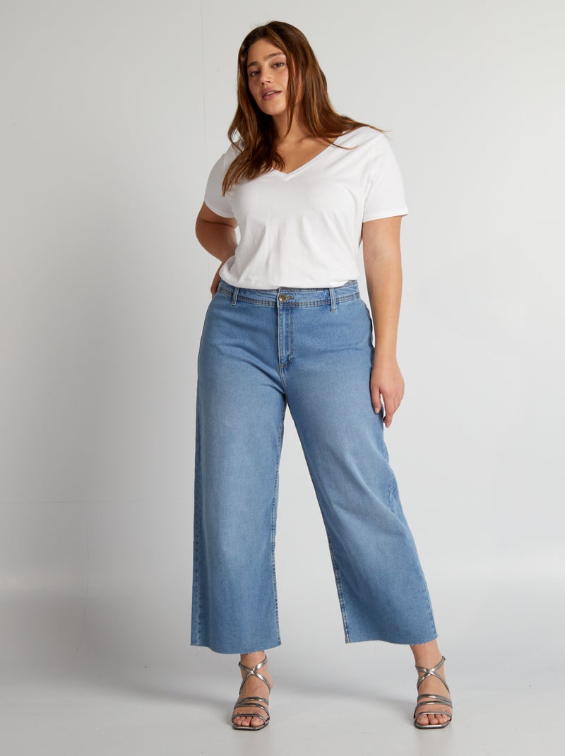 Brede jeans met hoge taille BLAUW - Kiabi