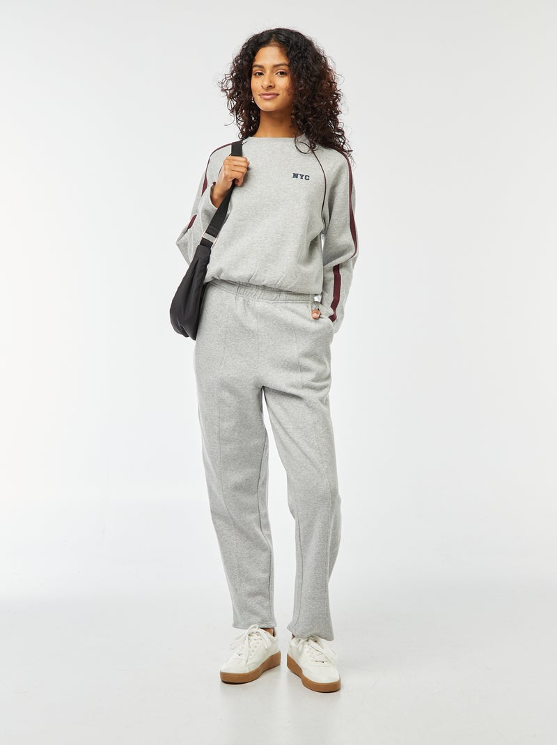 Brede joggingbroek van joggingstof Grijs - Kiabi