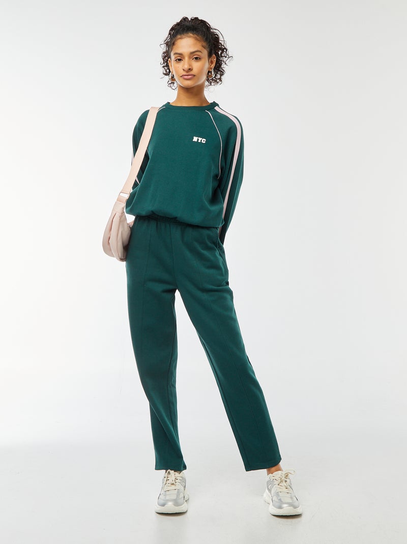 Brede joggingbroek van joggingstof Groen - Kiabi