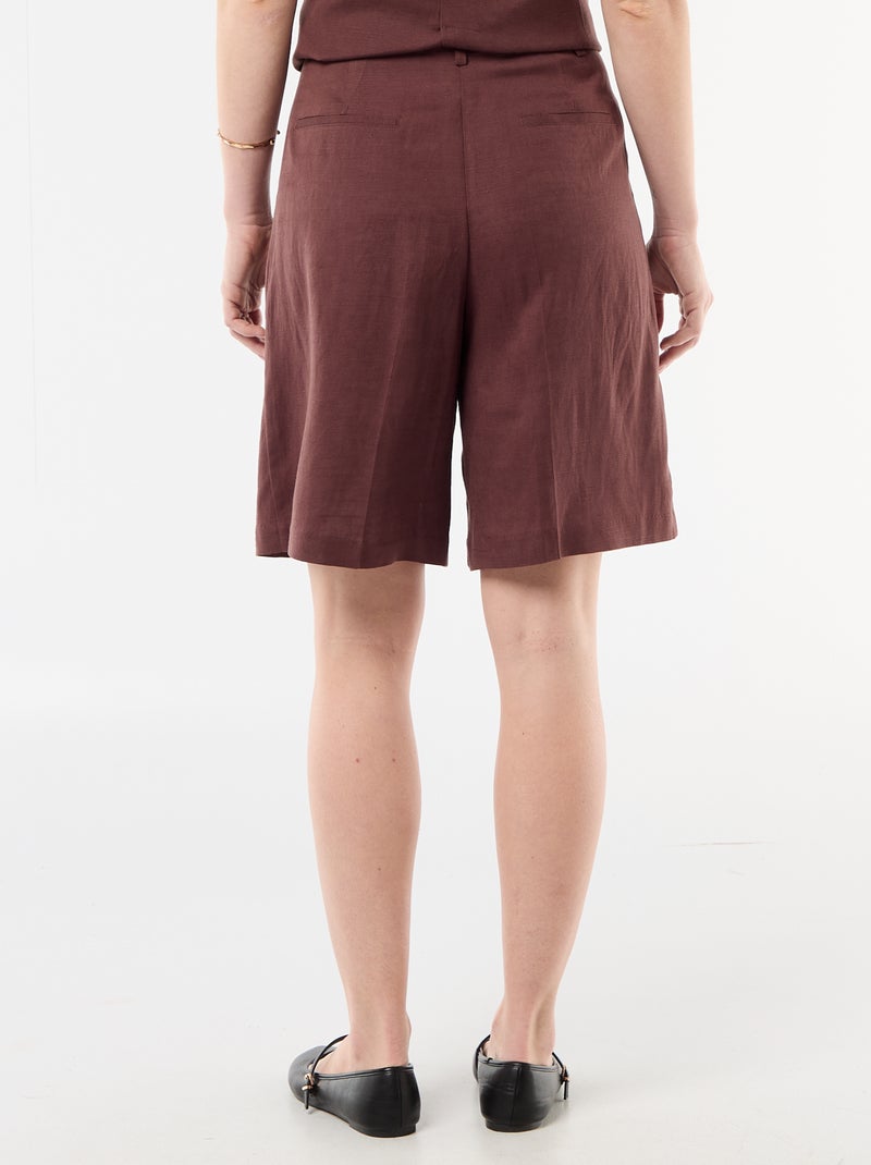 Brede short met plooien Bruin - Kiabi
