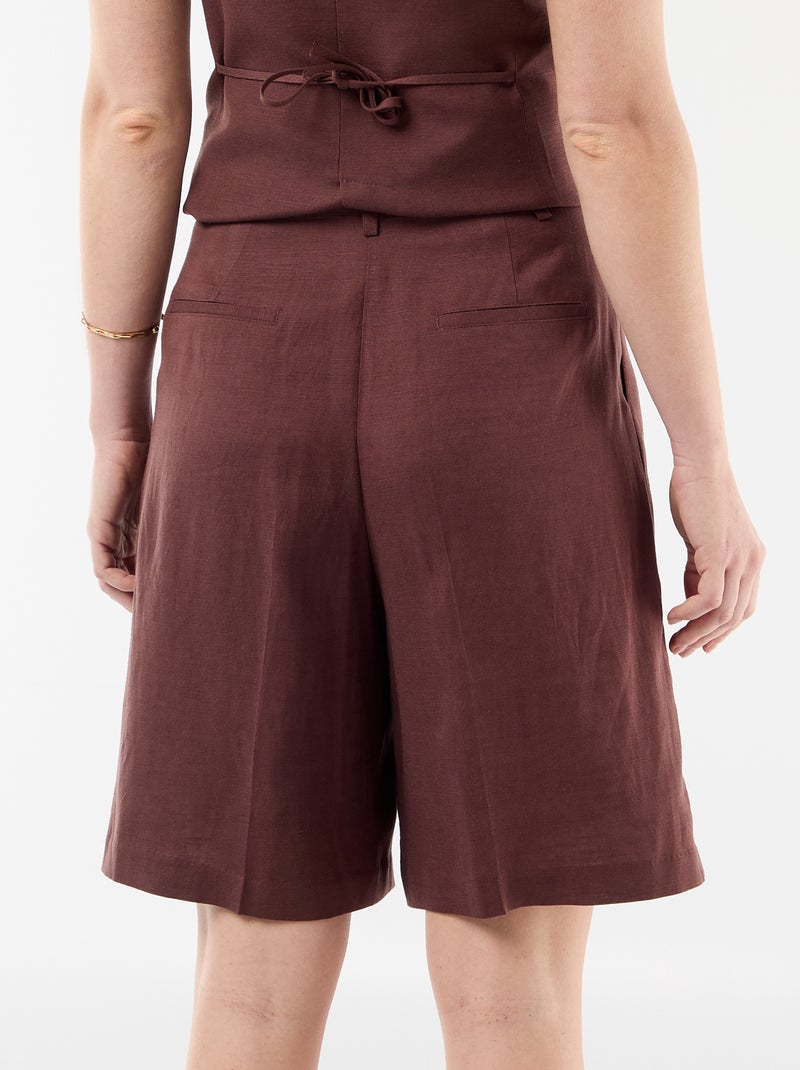 Brede short met plooien Bruin - Kiabi