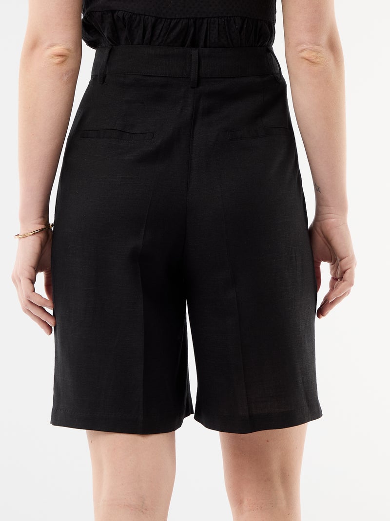 Brede short met plooien Zwart - Kiabi