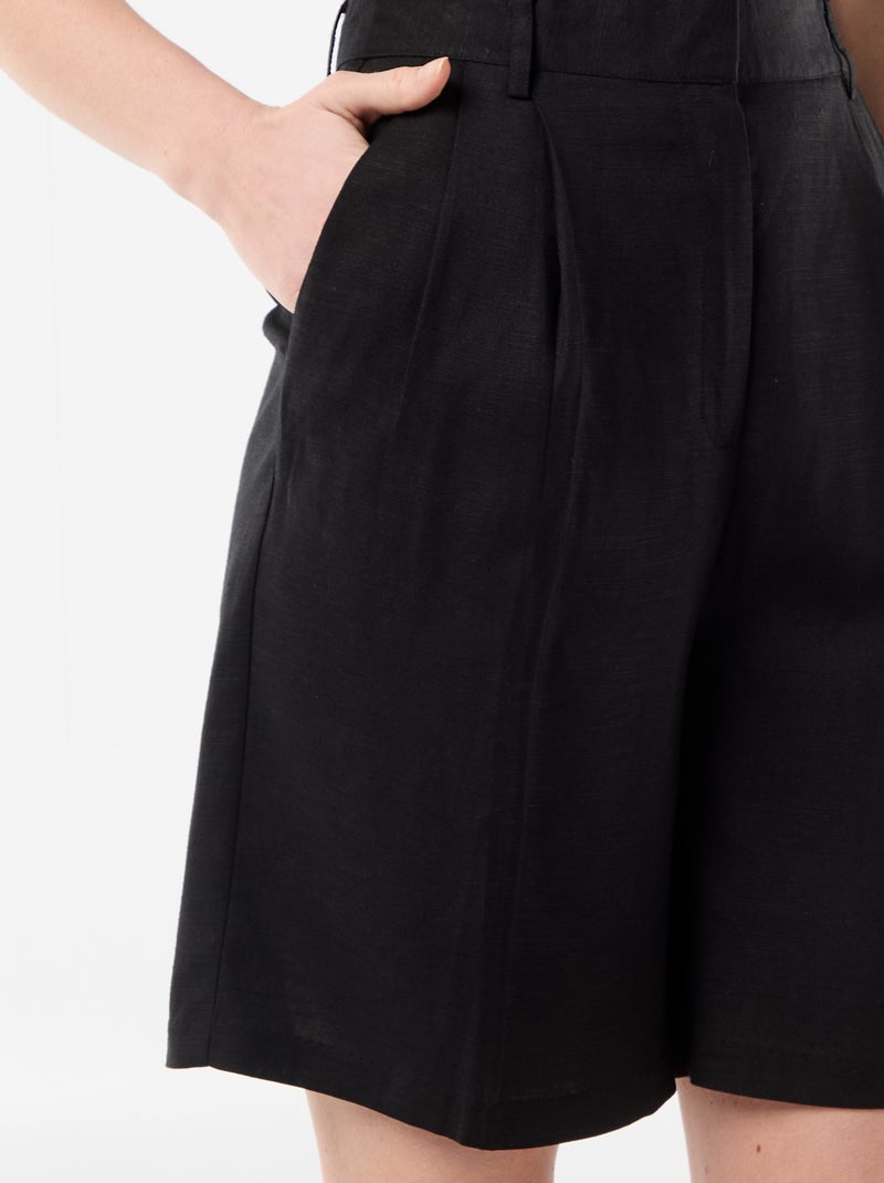 Brede short met plooien Zwart - Kiabi
