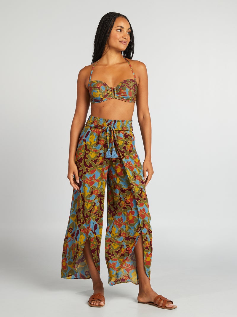 Brede strandbroek met print BLAUW - Kiabi