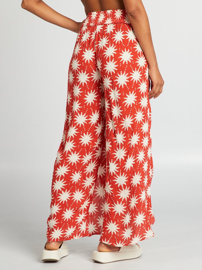 Brede strandbroek met print ORANJE - Kiabi
