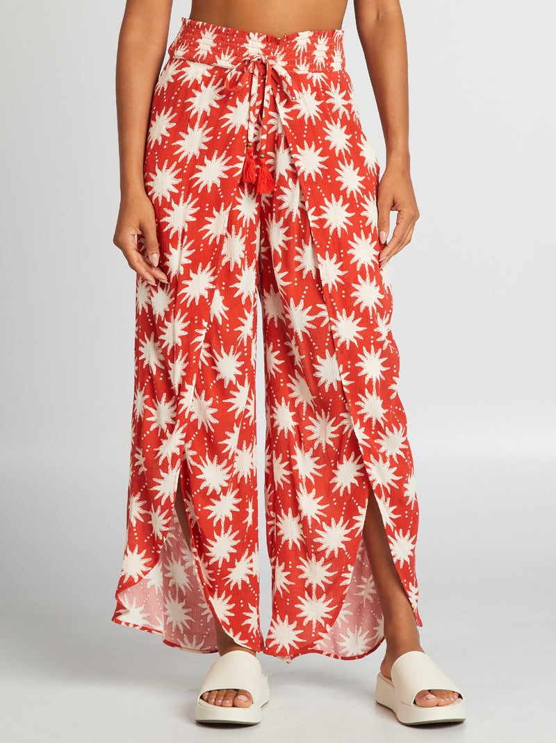 Brede strandbroek met print ORANJE - Kiabi