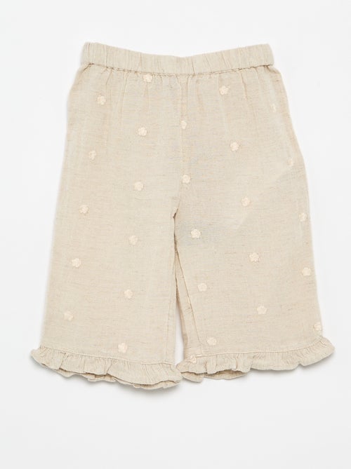 Broek met bloemenborduurwerk - Kiabi