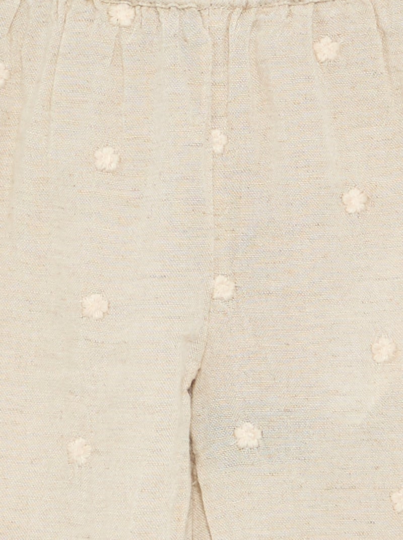 Broek met bloemenborduurwerk Biege - Kiabi