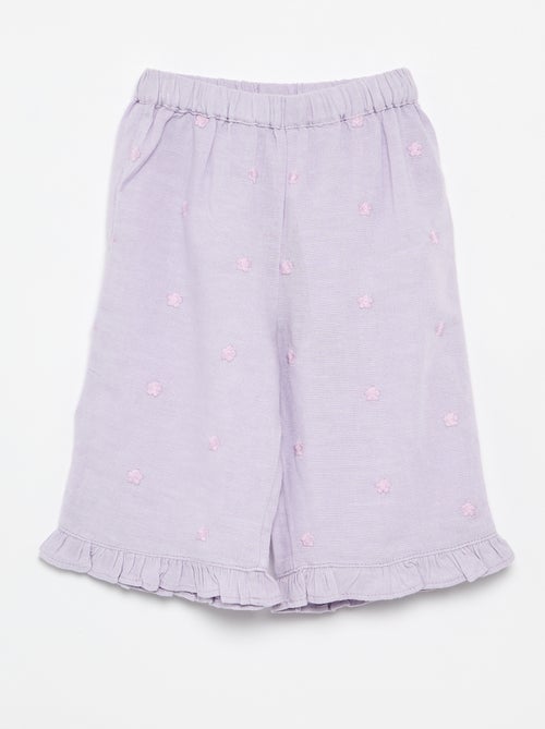 Broek met bloemenborduurwerk - Kiabi