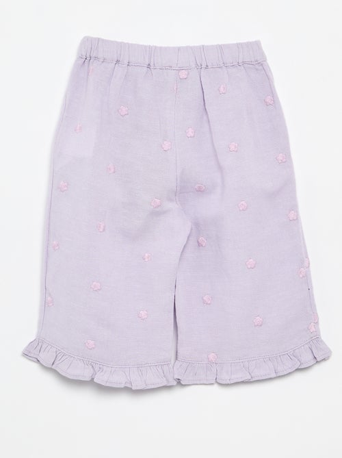 Broek met bloemenborduurwerk - Kiabi