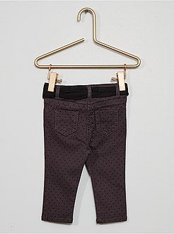 Broek met ceintuur en stippenprint - Kiabi