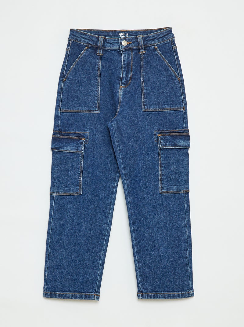 Broek met een bijzonder comfortabele snit en zakken met klepje Blauw - Kiabi