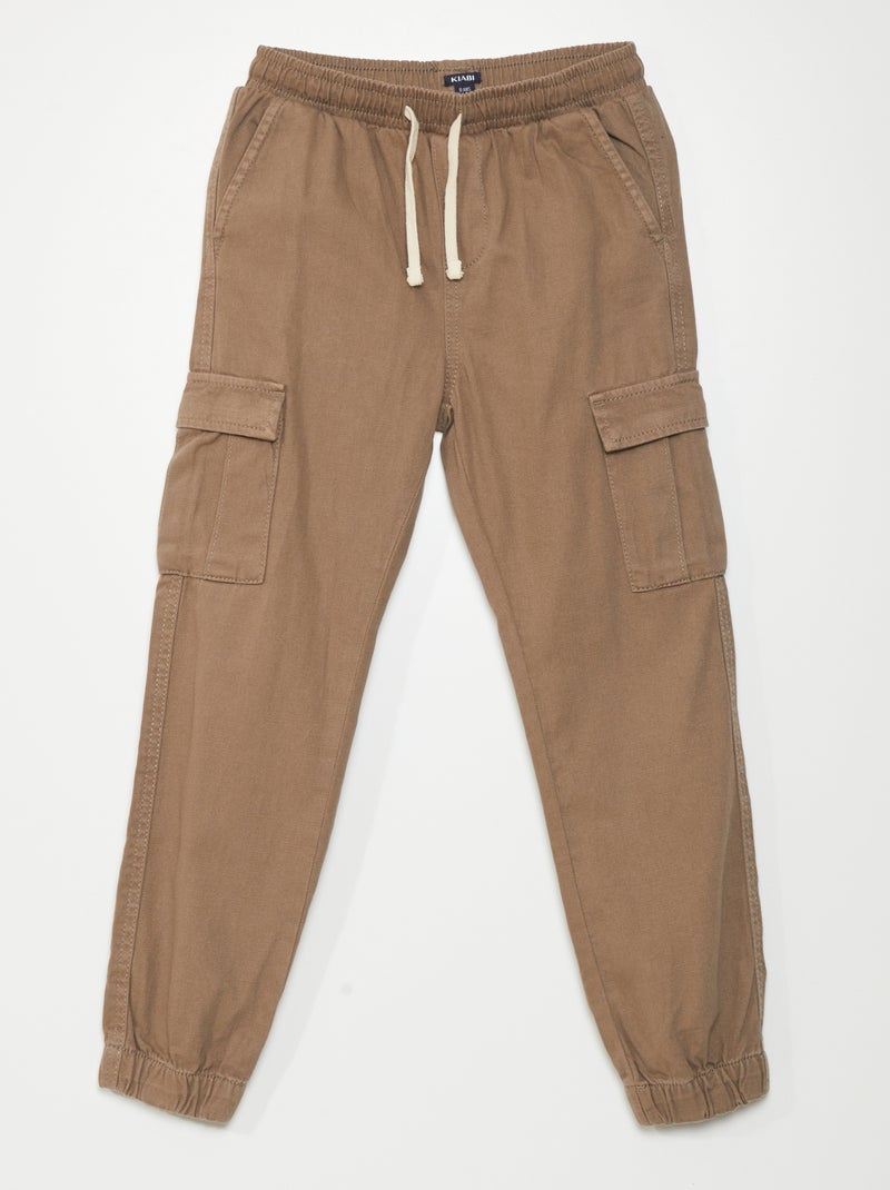 Broek met elastische taille en zakken bruin - Kiabi
