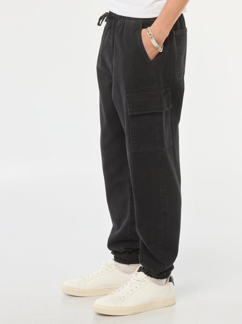 Broek met elastische tailleband en veel zakken Grijs - Kiabi