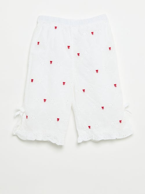 Broek met fantasieknopen en Engelse borduursels - Kiabi