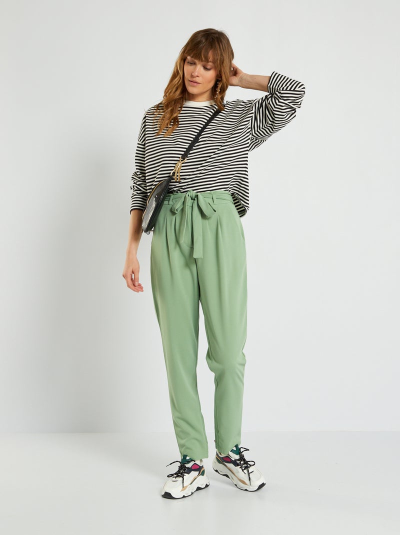 Broek met hoge taille 'JDY' GROEN - Kiabi
