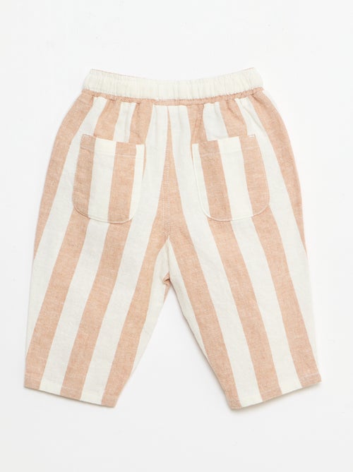 Broek met hoge taille van katoen en linnen - Kiabi