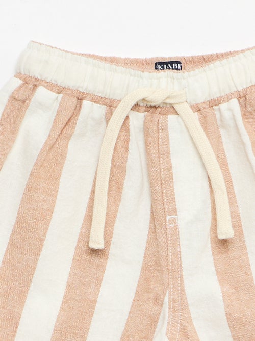 Broek met hoge taille van katoen en linnen - Kiabi