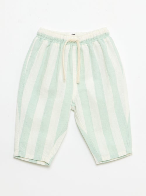 Broek met hoge taille van katoen en linnen - Kiabi