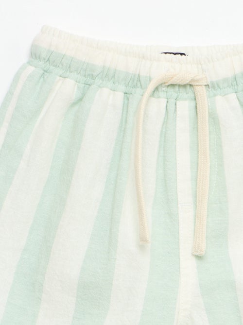 Broek met hoge taille van katoen en linnen - Kiabi