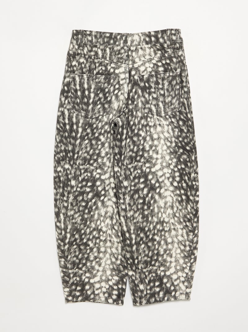 Broek met rechte pijpen en motief Grijs - Kiabi