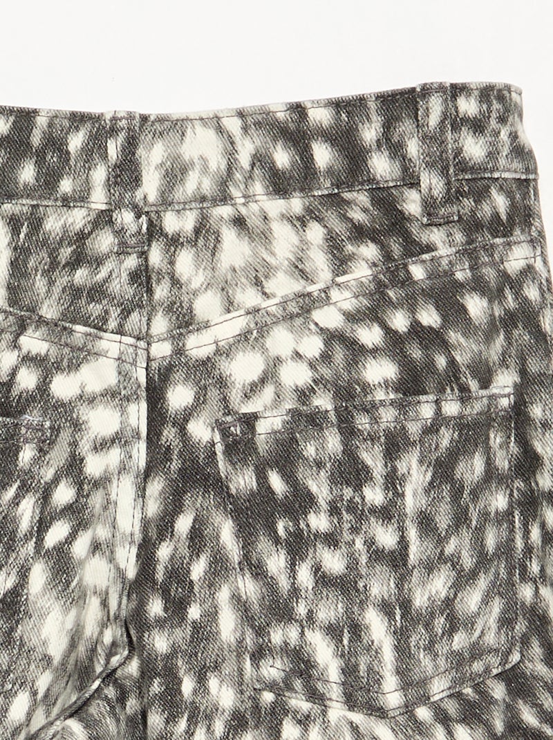 Broek met rechte pijpen en motief Grijs - Kiabi