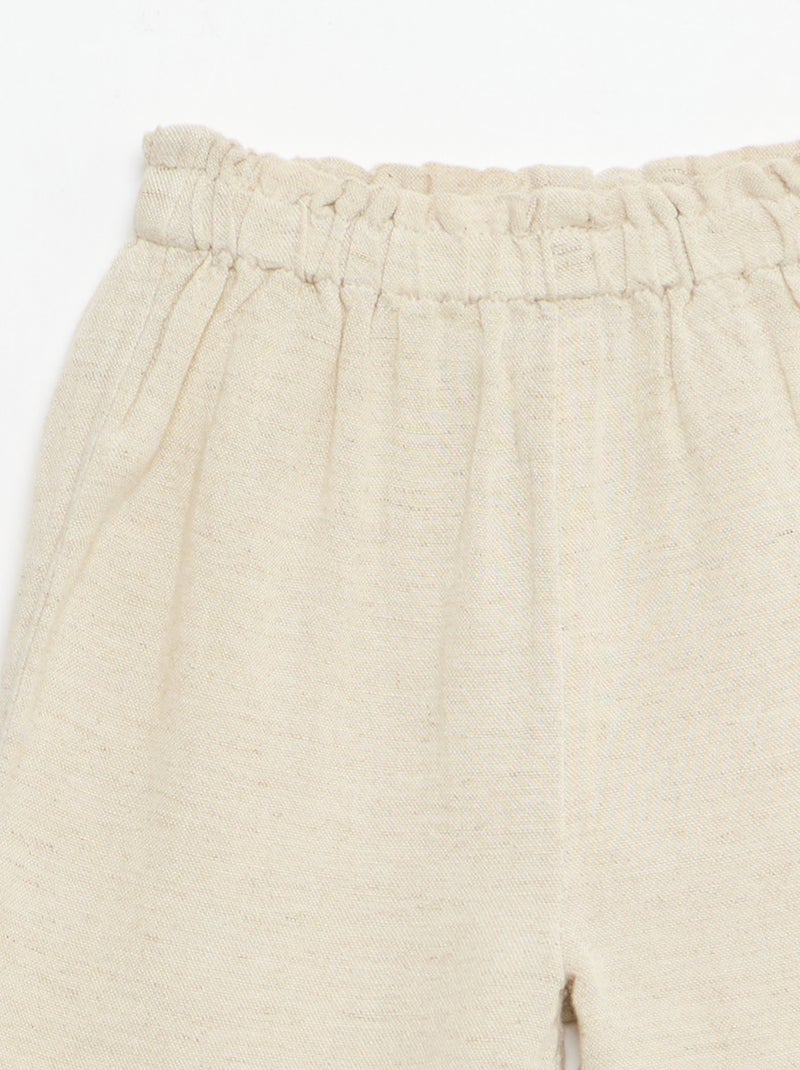 Broek met ruches aan de onderkant van de pijpen Beige - Kiabi