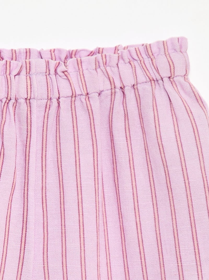 Broek met ruches aan de onderkant van de pijpen Paars - Kiabi