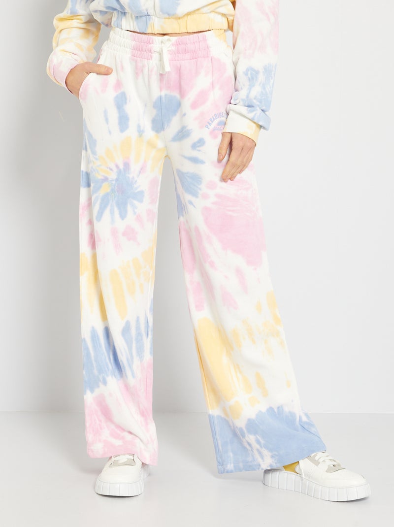 Broek met tie-and-dye-print BLAUW - Kiabi