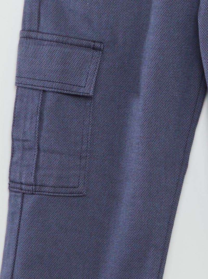 Broek met visgraatmotiefje en zakken met klepje BLAUW - Kiabi