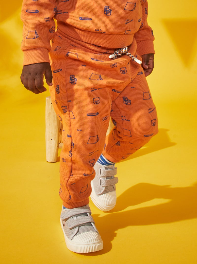 Broek met wafelpatroon BRUIN - Kiabi