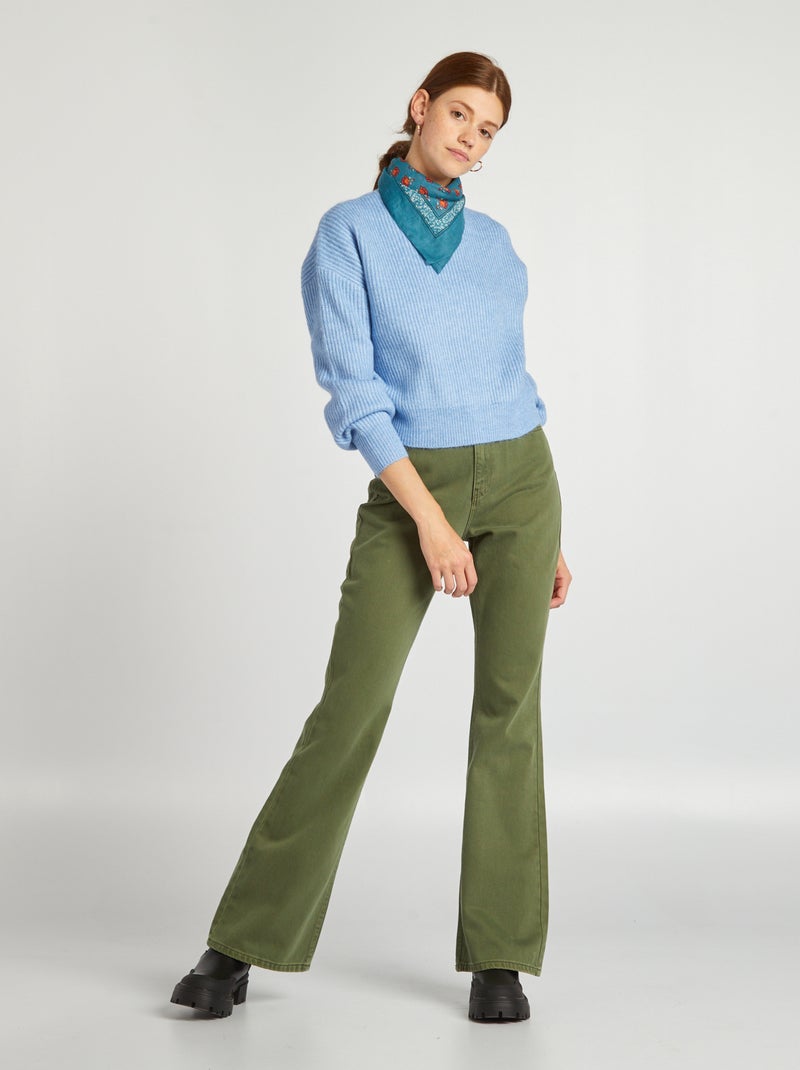 Broek met wijde pijpen - 5 zakken GROEN - Kiabi