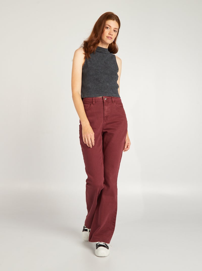 Broek met wijde pijpen - 5 zakken ROOD - Kiabi